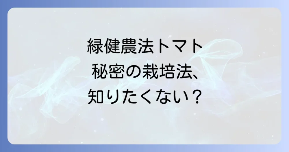 緑健農法トマトって何？基本情報と栽培の秘密を解説