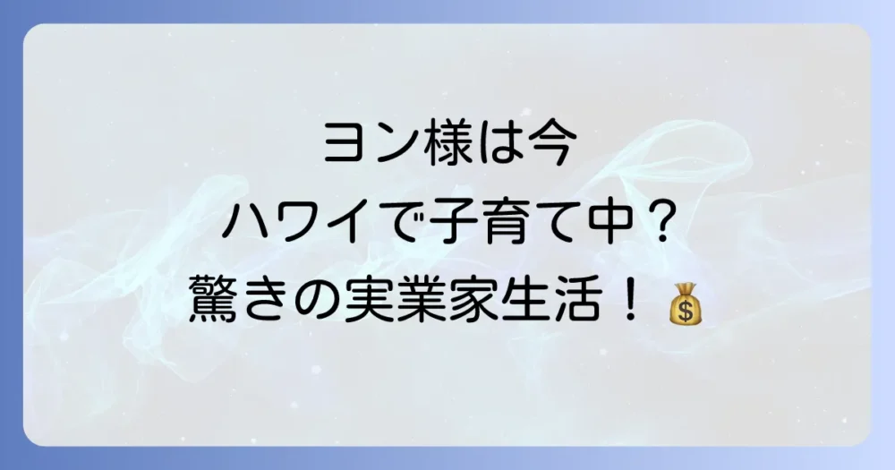 ペ・ヨンジュンの現在の活動内容