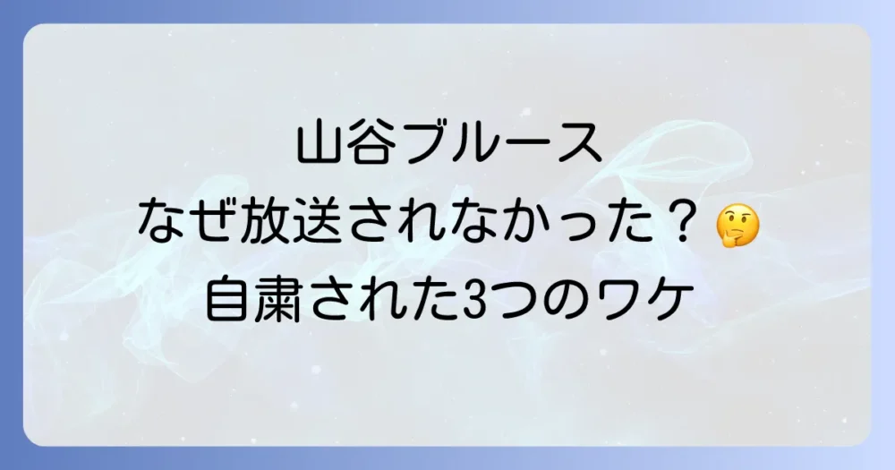 【結論】山谷ブルースが放送禁止になった明確な記録はないが、自粛された3つの理由