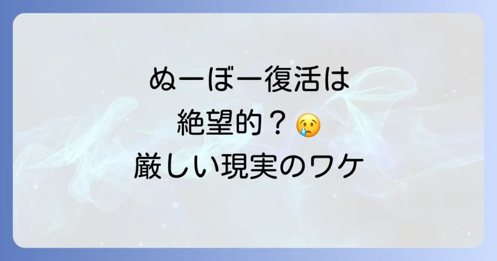 ぬーぼーの再販・復活の可能性は？残念ながら厳しい現実