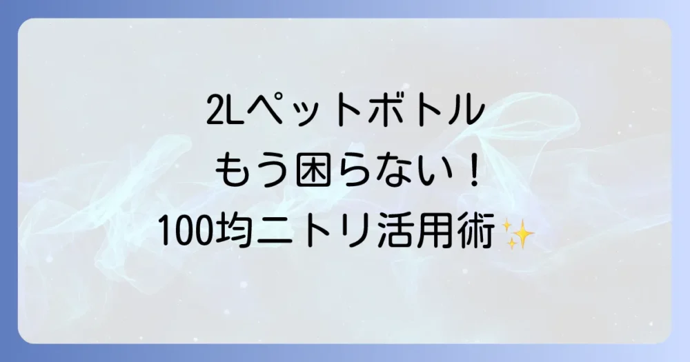2Lペットボトル収納アイデア決定版！デッドスペース活用術から100均・ニトリのおすすめグッズまで徹底解説