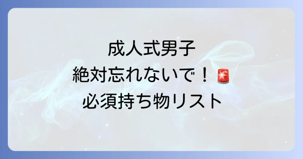 【結論】これだけは絶対に忘れないで！成人式男性の必須持ち物リスト