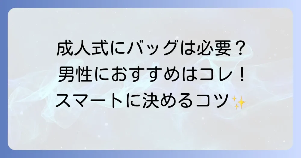 成人式の持ち物を入れるバッグはどれがいい？男性におすすめのバッグ