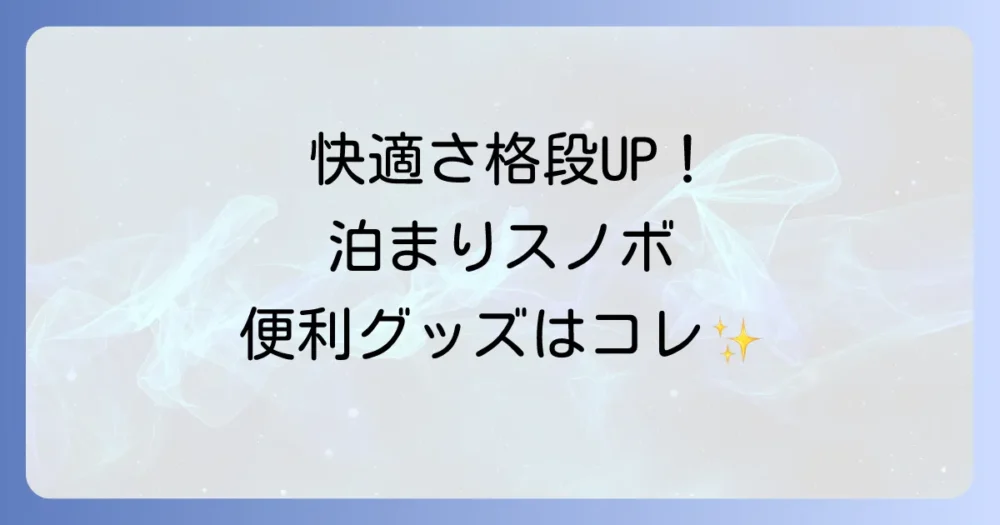 あると格段に快適！泊まりスノボの便利グッズ選手権