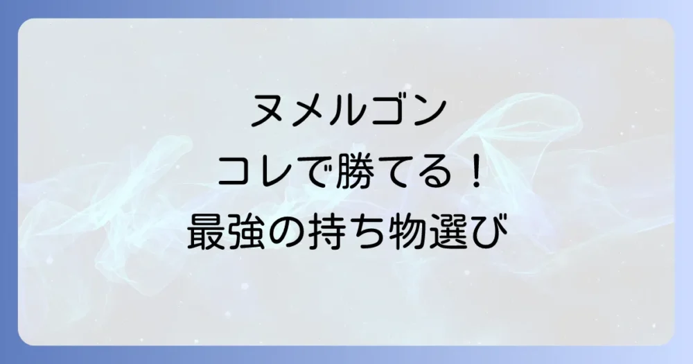 ヌメルゴンの持ち物選びで失敗しないためのポイント