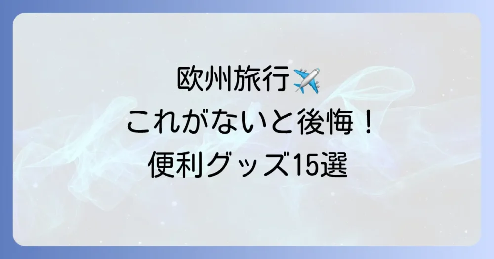 【経験者が断言】ヨーロッパ旅行で本当に持っていけばよかった物15選！ないと後悔する便利グッズも徹底解説