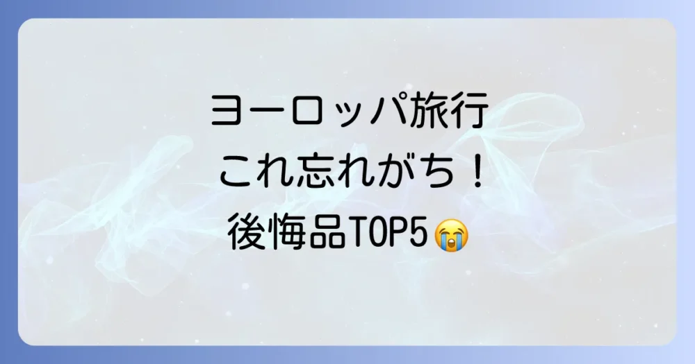 【結論】ヨーロッパ旅行で「持って行けばよかった」と後悔しがちな持ち物TOP5