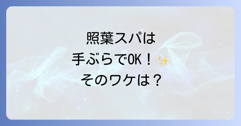 結論：照葉スパリゾートは「スパリゾートコース」なら手ぶらでOK！