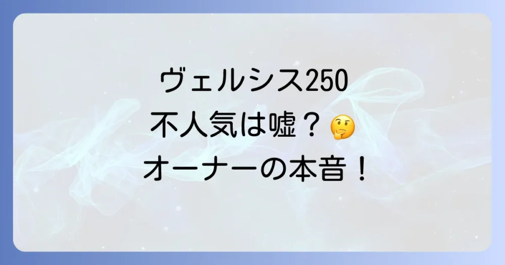 ヴェルシス250が不人気と言われる5つの理由！後悔する？オーナーの評判と隠れた魅力を徹底解説
