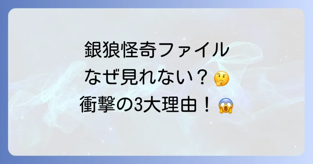 【結論】『銀狼怪奇ファイル』がDVD化・配信されない3つの大きな理由