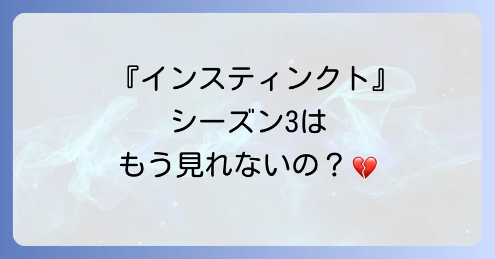『インスティンクト』シーズン3の可能性は絶望的?続編について