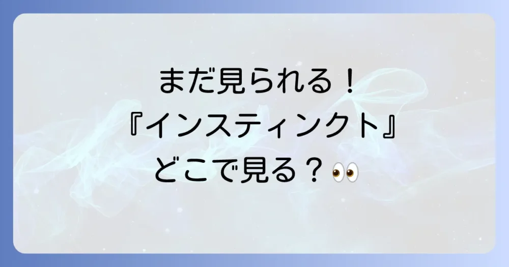 今からでも見られる!『インスティンクト』の視聴方法