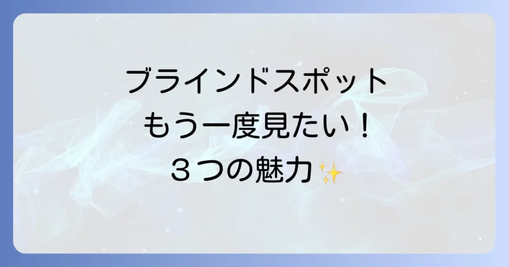 ブラインドスポットの魅力を再確認!