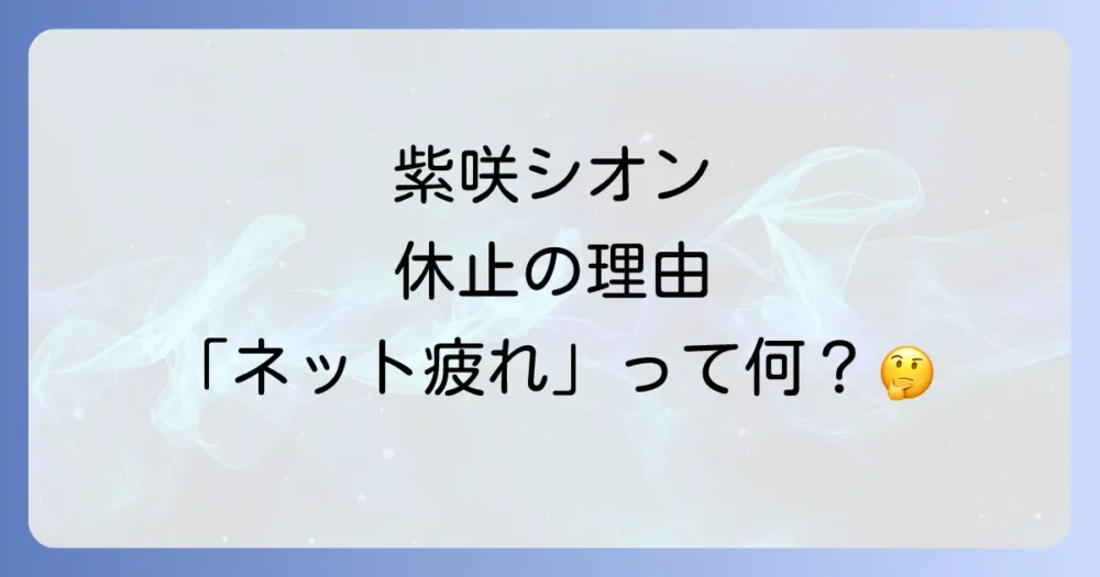 【結論】紫咲シオンの直近の活動休止理由は「インターネット疲れ」