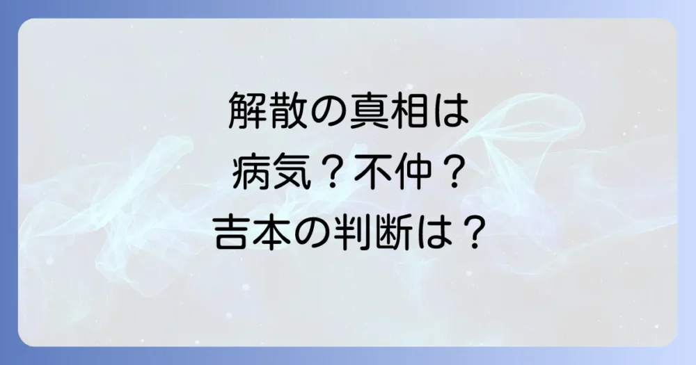 解散理由の深層にあるとされる3つの要因