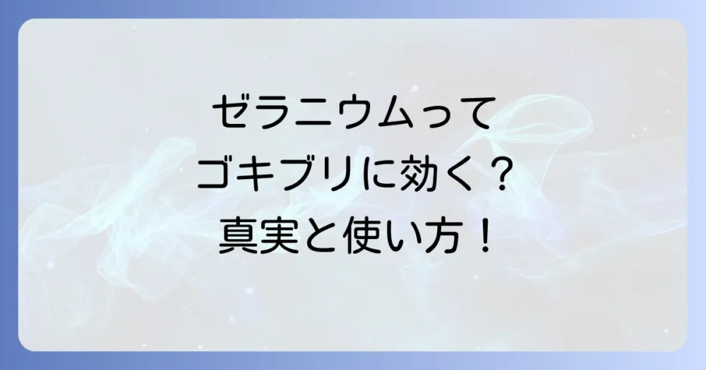 ゼラニウムの虫除け効果はゴキブリに本当にある？真実と効果的な使い方を徹底解説