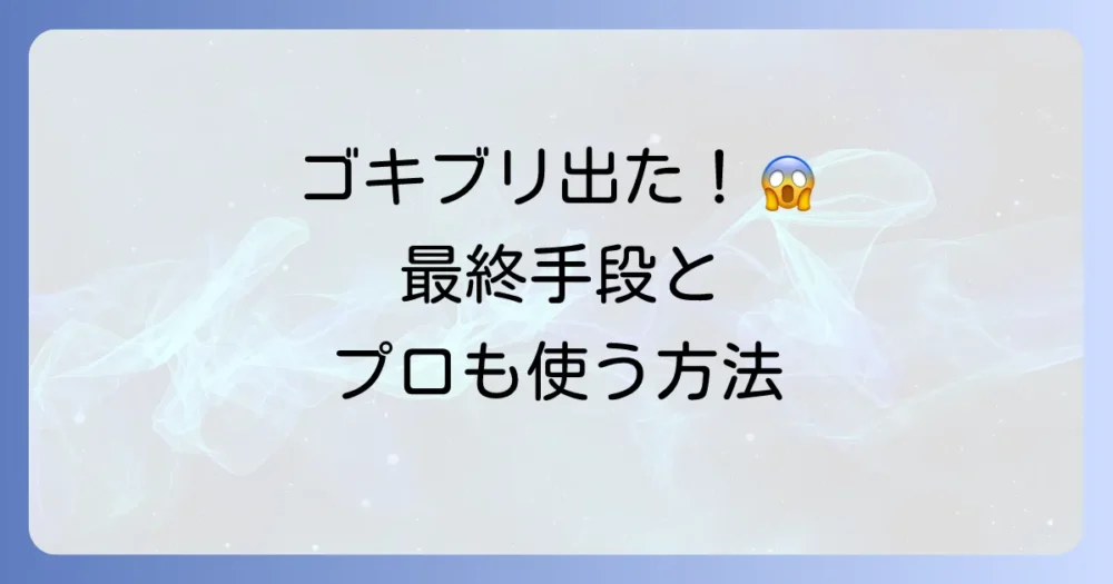 それでもゴキブリが出てしまったら?最終手段と駆除方法