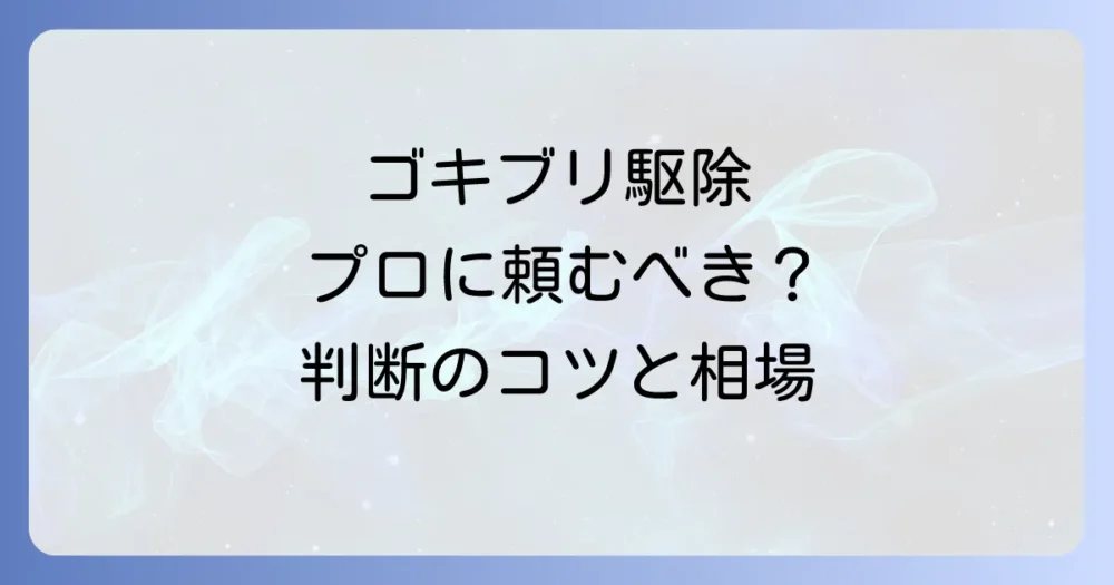 自分での対策は限界？プロの害虫駆除業者に依頼する判断基準