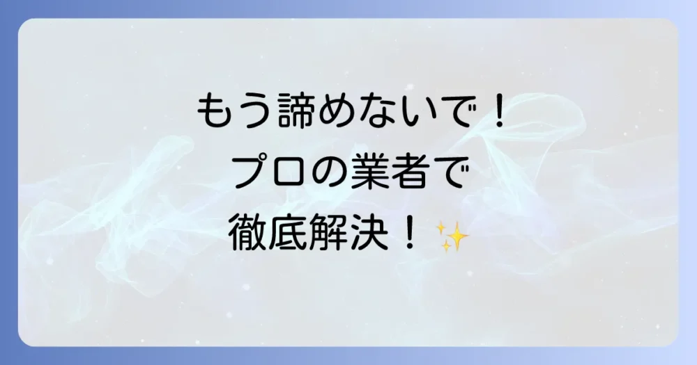 それでも不安な方へ！プロのゴキブリ駆除業者という選択肢