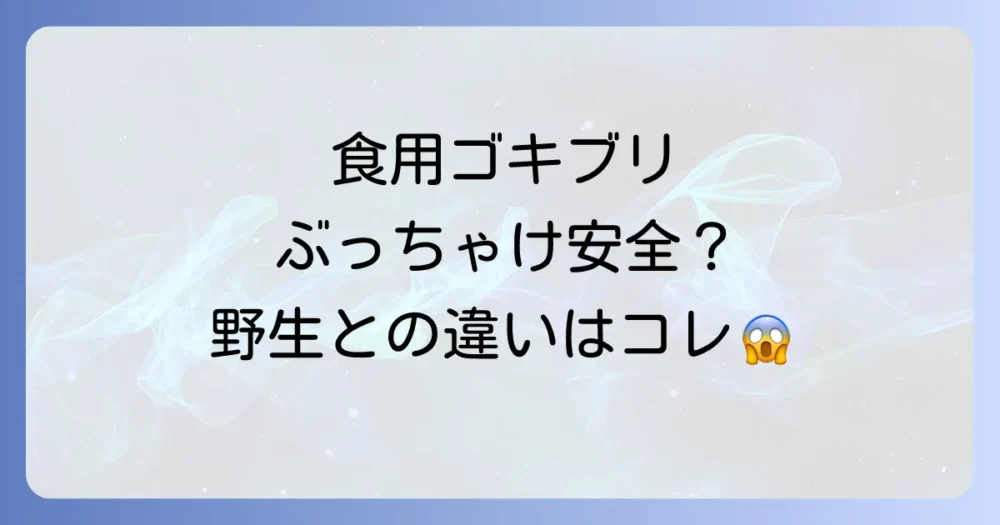 食用ゴキブリなら安全?野生との違いを解説