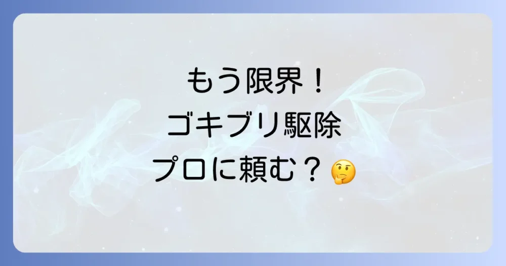 それでもゴキブリが出るなら…専門業者への依頼も検討