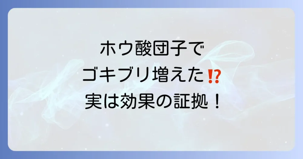 ゴキブリを増やさない！ホウ酸団子の効果を最大化する正しい使い方