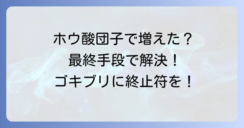 ホウ酸団子を使ってもゴキブリが増える場合の最終手段