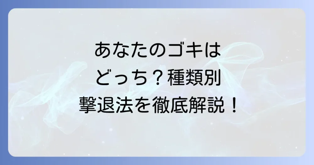 種類別!クロゴキブリとチャバネゴキブリの効果的な対策と駆除方法