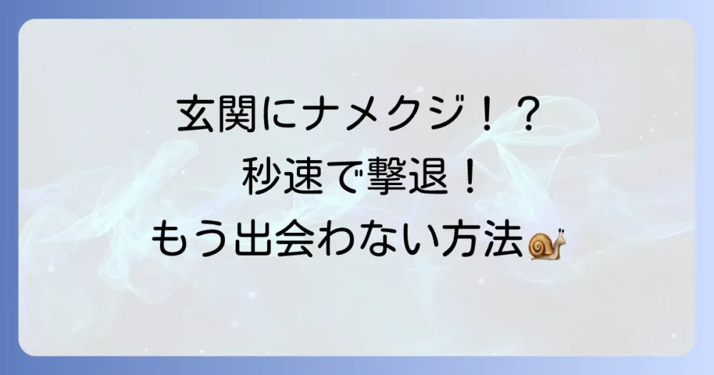 見つけたら即実行！玄関のナメクジ駆除方法