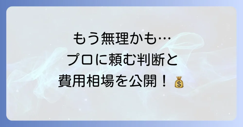 自力での駆除が難しい…プロの業者に依頼する判断基準と費用相場