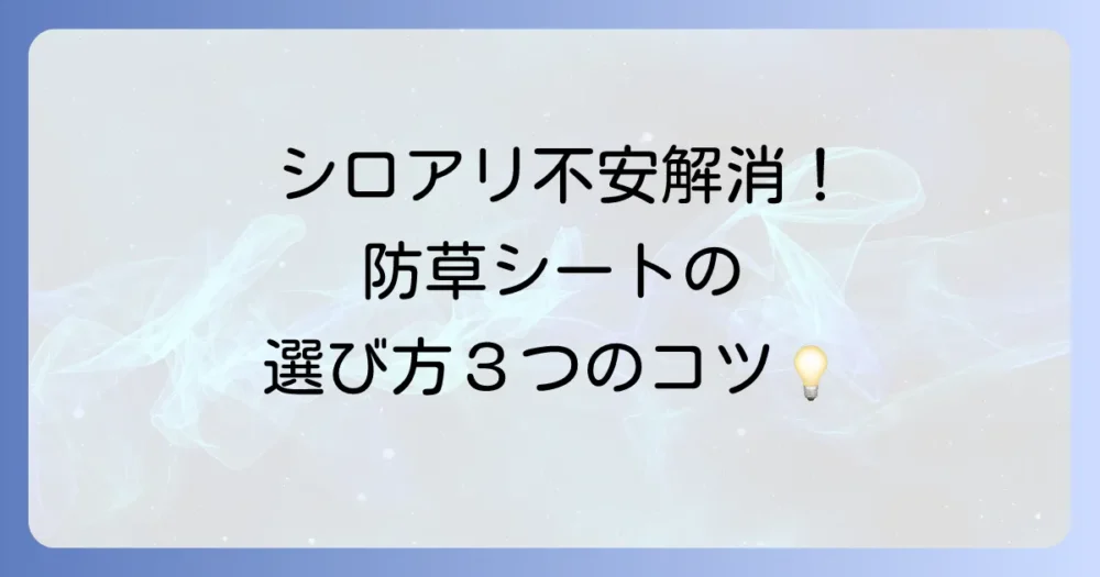 シロアリを寄せ付けない！防草シートの選び方3つのポイント