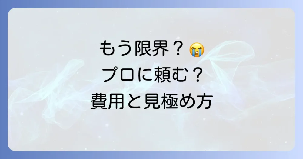 自分での駆除は限界?専門業者に依頼する判断基準と費用相場