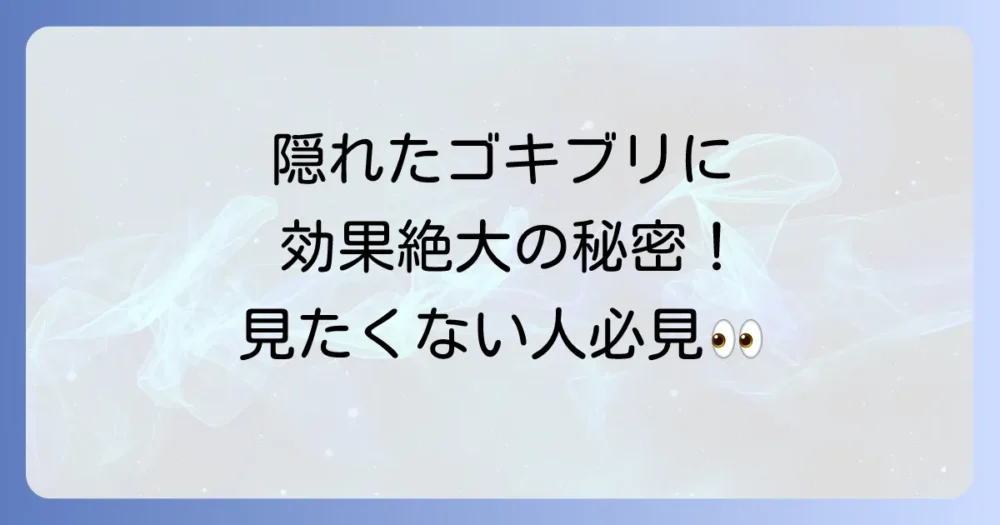 結論:メトフルトリンは隠れたゴキブリに効果絶大!
