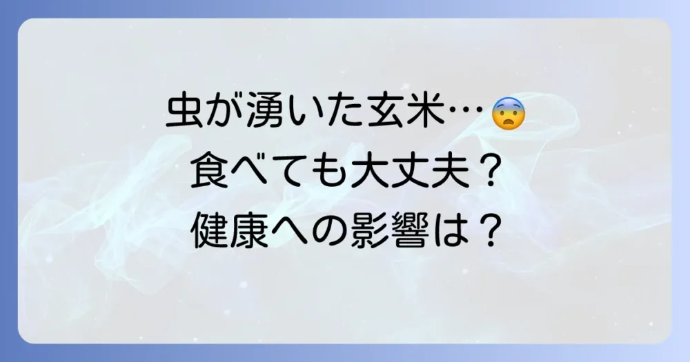 コクゾウムシが発生した玄米は食べられる?健康への影響は?