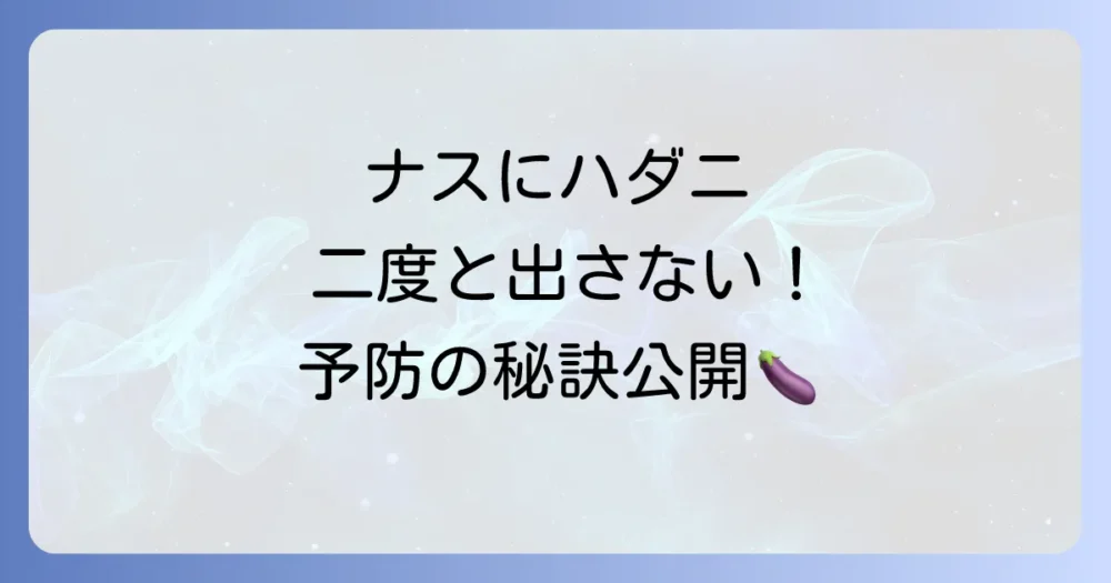 もう増やさない!ナスのハダニを徹底予防するコツ