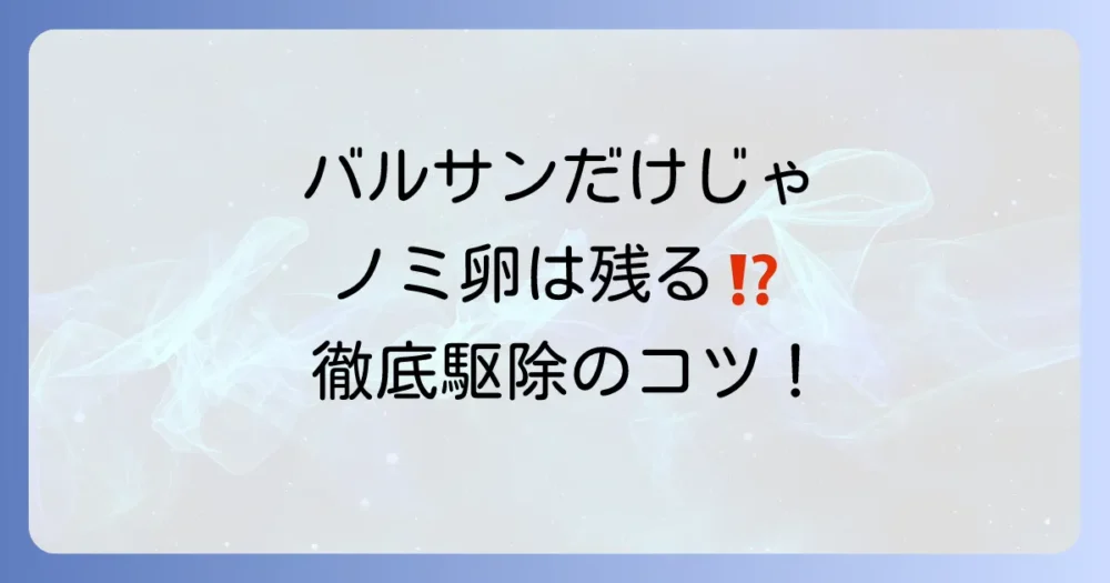 バルサンはノミの卵に効かない?完全駆除のための追加対策