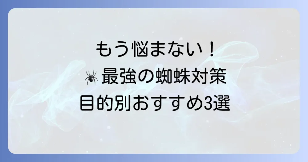 【結論】最強の蜘蛛用殺虫剤はこれ!目的別おすすめ3選