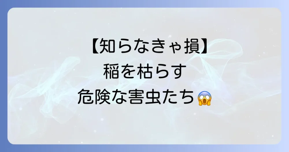 【要注意】稲に大きな被害をもたらす主要害虫
