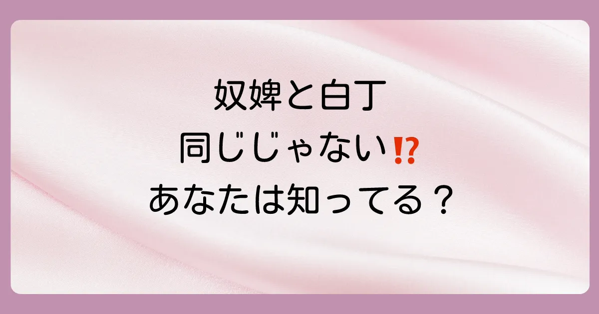 よく混同される「奴婢」と「白丁」の決定的な違い