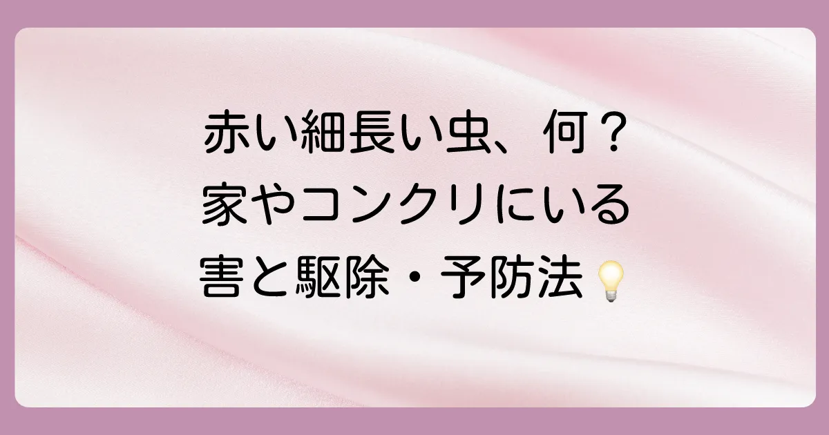 【正体判明】赤い細長い虫の正体は？家やコンクリートで見る虫の害と駆除・予防法を徹底解説！