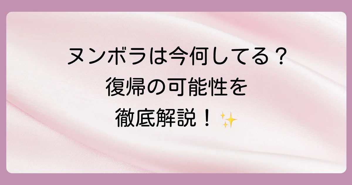 ヌンボラの引退後の現在と気になる復帰の可能性
