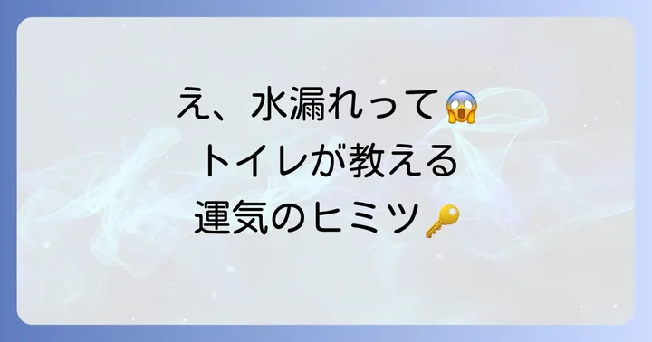 なぜトイレの水漏れはスピリチュアル的に重要視されるのか？