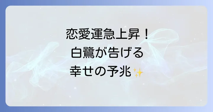 【恋愛運アップのサイン】白鷺が伝えるスピリチュアルメッセージ