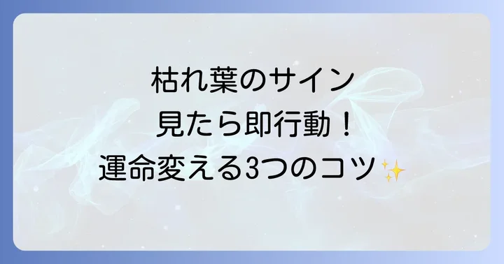 目の前で枯れ葉が落ちるのを見たらどうすればいい?おすすめの行動3つ