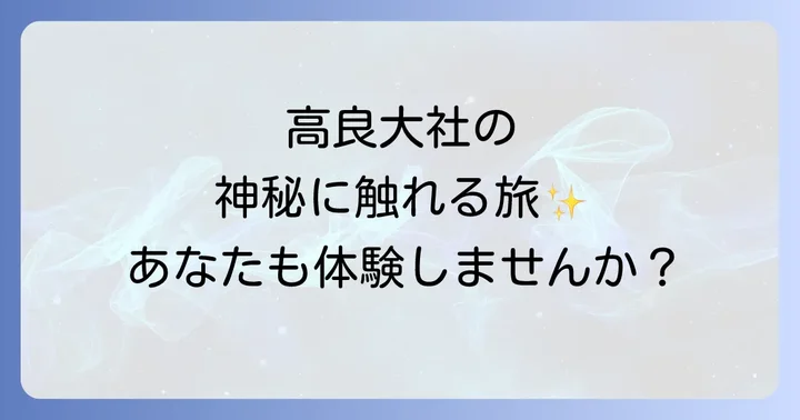 高良大社のスピリチュアルな見どころと体験のコツ