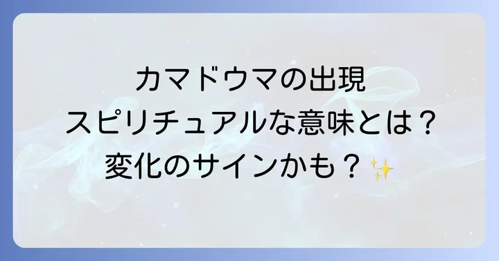 よくある質問：カマドウマのスピリチュアルな疑問を解決