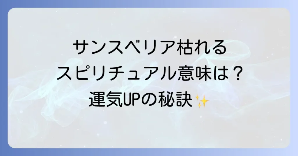 サンスベリアが枯れるスピリチュアルな意味とは？原因から復活、運気を高める方法まで徹底解説