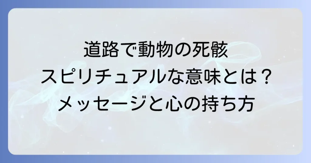 動物の死骸道路スピリチュアルな意味とは？メッセージと心の持ち方を徹底解説