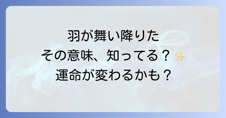 羽が落ちてきた時にすべきことと心構え