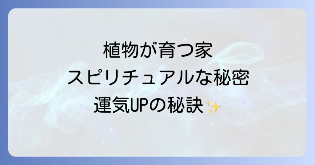 植物が育つ家のスピリチュアルな秘密と運気を高める方法を徹底解説